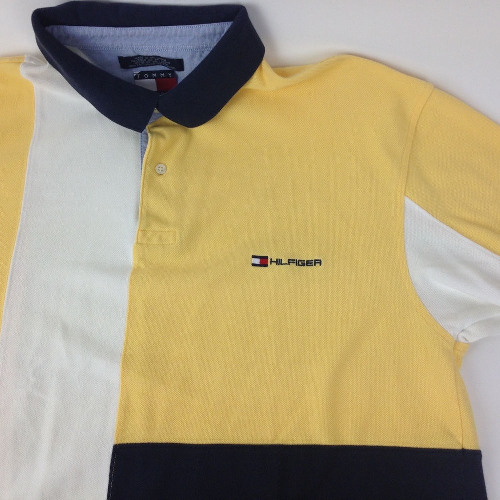 Tommy Hilfiger vintage color block Spell Out polo